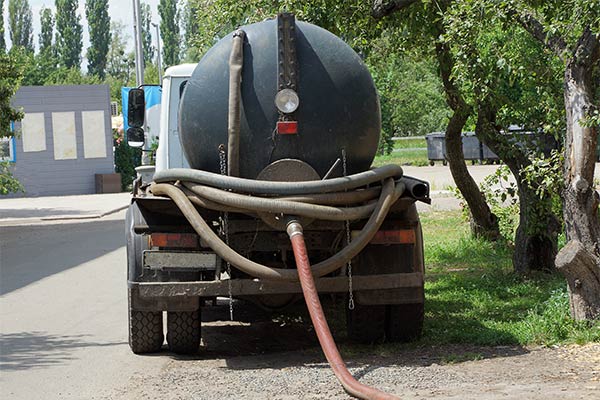 Sewage Holding Truck During Septic System Pumping Service